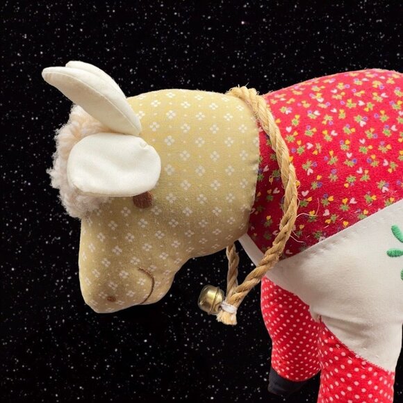 Vintage House of Hatten Pull Cow Figure Polyester And Cotton With Wooden Base - Picture 4 of 15